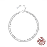925 Sterling Silver Double Bracelet Beads Bangle for Women
