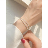 925 Sterling Silver Double Bracelet Beads Bangle for Women