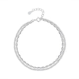 925 Sterling Silver Double Bracelet Beads Bangle for Women
