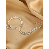 925 Sterling Silver Double Bracelet Beads Bangle for Women