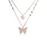 S925 Sterling Silver Double Butterfly Necklace for Women