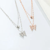 S925 Sterling Silver Double Butterfly Necklace for Women