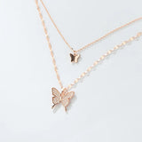 S925 Sterling Silver Double Butterfly Necklace for Women