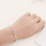S925 Silver Double Heart Bracelet Inlaid Diamond Engagement Jewelry
