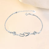 S925 Silver Double Heart Bracelet Inlaid Diamond Engagement Jewelry