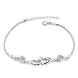 S925 Silver Double Heart Bracelet Inlaid Diamond Engagement Jewelry