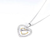 S925 Double Heart Necklace Silver Jewelry Wedding