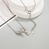 S925 Double Layer Bow Diamond Necklace - Women's Jewelry Gift