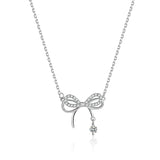 S925 Double Layer Bow Diamond Necklace - Women's Jewelry Gift