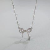 S925 Double Layer Bow Diamond Necklace - Women's Jewelry Gift