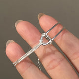 S925 Sterling Silver Double Layer Chain Knot Bracelet Girls Charm Bracelet