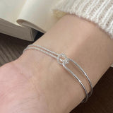 S925 Sterling Silver Double Layer Chain Knot Bracelet Girls Charm Bracelet