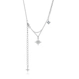 S925 Silver Double Layer Star Diamond Necklace Birthday Jewelry