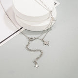 S925 Silver Double Layer Star Diamond Necklace Birthday Jewelry