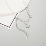 S925 Silver Double Layer Star Diamond Necklace Birthday Jewelry