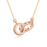 S925 Double Ring Necklace Love Heart Hollow Clavicle Chain