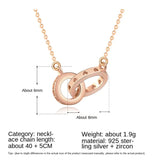S925 Double Ring Necklace Love Heart Hollow Clavicle Chain