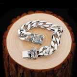 S925 Silver Double Snap Cuban Bracelet 18/20/22mm Length Chain Men Party Jewelry
