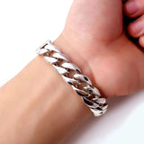 S925 Silver Double Snap Cuban Bracelet 18/20/22mm Length Chain Men Party Jewelry