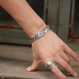 S925 Silver Double Snap Cuban Bracelet 18/20/22mm Length Chain Men Party Jewelry