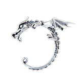 S925 Sterling Silver Dragon Clip Earrings Punk Vintage Ear Jewelry
