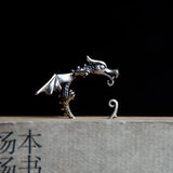 S925 Sterling Silver Dragon Clip Earrings Punk Vintage Ear Jewelry