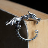 S925 Sterling Silver Dragon Clip Earrings Punk Vintage Ear Jewelry