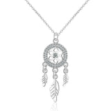 925 Sterling Silver Dream Catcher Necklace Zircon Clavicle Necklace