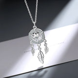 925 Sterling Silver Dream Catcher Necklace Zircon Clavicle Necklace
