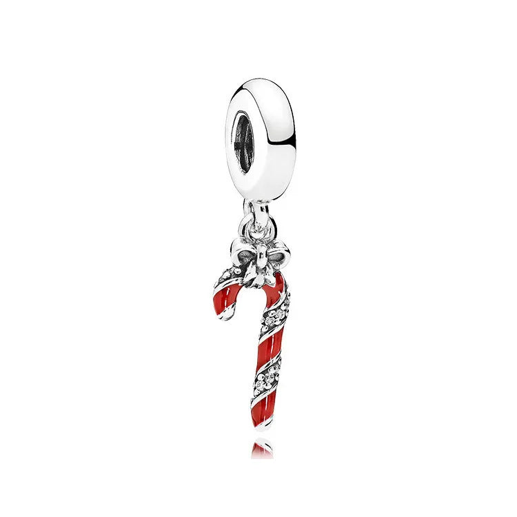 S925 Sterling Silver Candy Heart Charm Bracelet Santa Claus Christmas Gift