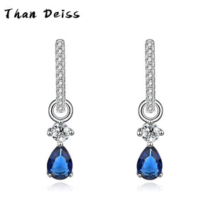 S925 Silver Drop Sapphire Earrings, Minimalist Anti-Allergy