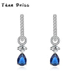 S925 Silver Drop Sapphire Earrings, Minimalist Anti-Allergy