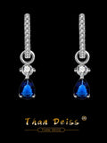 S925 Silver Drop Sapphire Earrings, Minimalist Anti-Allergy