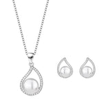 S925 Sterling Silver Drop-Shaped Earrings Necklace Set
