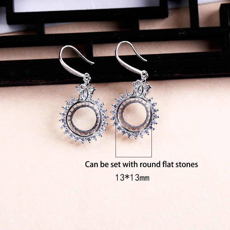 S925 Sterling Silver Ear Holder 13*13mm Earring Empty Holder Silver Ornament