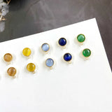 S925 Silver Opal Ear Pin Set Vintage Texture DIY Earring Material