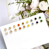 S925 Silver Opal Ear Pin Set Vintage Texture DIY Earring Material