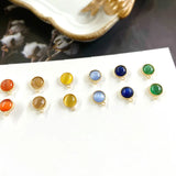 S925 Silver Opal Ear Pin Set Vintage Texture DIY Earring Material