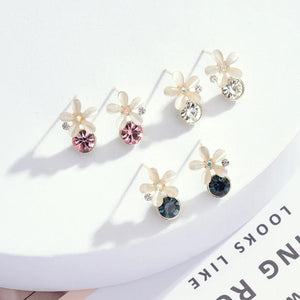 S925 Flower Opal Earrings Exaggerated Boho Ear Studs for Women