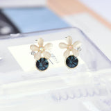 S925 Flower Opal Earrings Exaggerated Boho Ear Studs for Women