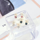 S925 Flower Opal Earrings Exaggerated Boho Ear Studs for Women
