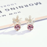 S925 Flower Opal Earrings Exaggerated Boho Ear Studs for Women