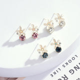S925 Flower Opal Earrings Exaggerated Boho Ear Studs for Women