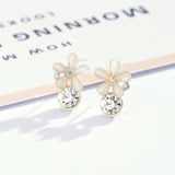 S925 Flower Opal Earrings Exaggerated Boho Ear Studs for Women