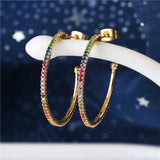 Sterling Silver Colorful Zircon Large Stud Earrings