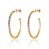 Sterling Silver Colorful Zircon Large Stud Earrings