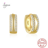 S925 Sterling Silver Double-row Zircon Hoop Earring