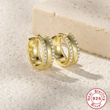 S925 Sterling Silver Double-row Zircon Hoop Earring