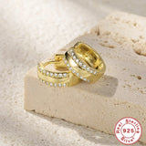 S925 Sterling Silver Double-row Zircon Hoop Earring