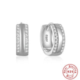 S925 Sterling Silver Double-row Zircon Hoop Earring
